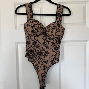 Windsor Black and Nude Floral Bodysuit